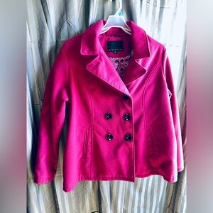 Women Attention Solid Pink Wool Lined Coat Size 2xl